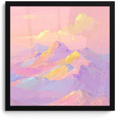 Poster in lijst - Fotolijst 40x40 cm - Posters - Bergtoppen - Wolken - Dromerig - Posterlijst zwart - Decoratie - Wanddecoratie woonkamer - Muurdecoratie slaapkamer