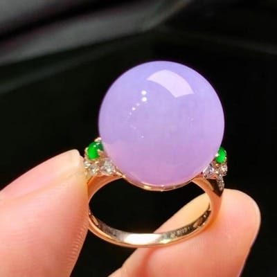 Nieuw In Klassiek Natuurlijk Ijs Violet Chalcedoon Grote Ronde Kralen Ringen Voor Vrouwen Prachtige Luxe Verlovingssieraden Cadeau resizable pink