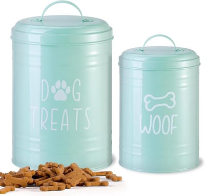 Airtight Dog Treat Container - Round Green Dog Treat Pot for Countertop - Hondenvoer Bewaarpot