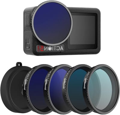 ND Filter Kit voor DJI Osmo Action 5 en 4 - 5-delige set met CPL, ND8, ND16, ND32 en lens silicone hoes, HD optisch glas en multi-coating voor optimale beeldkwaliteit