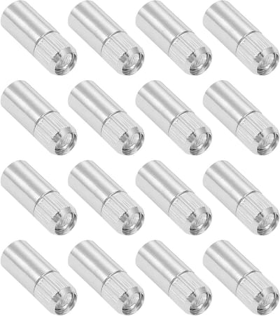 Set van 16 metalen plankenhouders met nikkelafwerking voor meubels, boekenkasten en kasten - 8 mm diameter, inclusief schroefdeksel