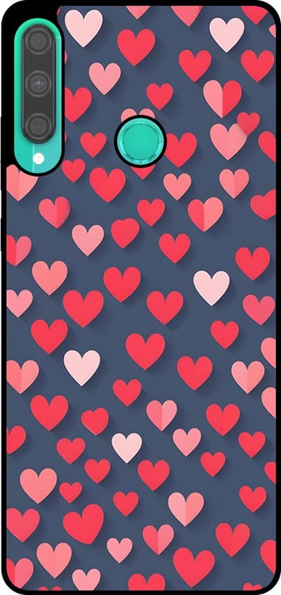 Smartphonica Telefoonhoesje Geschikt voor Huawei P40 Lite E met Roze en Rode Hartjes Opdruk - TPU Backcover Case With Rosé and Red Heart Design geschikt voor Huawei P40 Lite E
