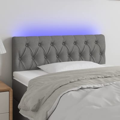 vidaXL - Hoofdbord - LED - 100x7x78/88 - cm - stof - donkergrijs