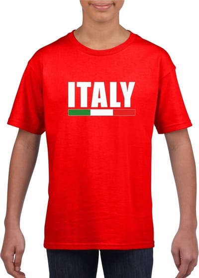 Rood Italie supporter t-shirt voor heren - Italiaanse vlag shirts 110/116