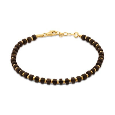 New Bling 9NB-1362 Zilveren Armbandje met Tijgeroog - Kralen - 4x2mm - Bolletjes - 2,5mm - 18+2cm - Zilver - Verguld/Goud op Zilver