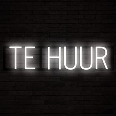 TE HUUR - Lichtreclame Neon LED bord verlicht | SpellBrite | 65,57 x 16 cm | 6 Dimstanden & 8 Lichtanimaties | Reclamebord neon verlichting