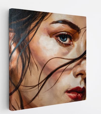 Saammp Canvas Schilderij - Vrouw - Kunst - abstract - 20x20 - Foto op canvas - Wanddecoratie - Muurdecoratie Woonkamer - Slaapkamer decoratie - Canvas Print