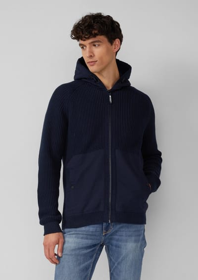 s.Oliver - male - Fabricmix vest met capuchon en sportieve details