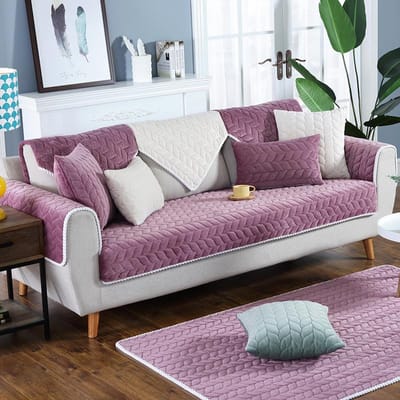 Sofa Protector Cover voor Woonkamer Effen Effen Stretch Sofa Kussen Mat Bankhoezen Dikker Pluche Stoel Bank Handdoek Home Decor 70*120cm paars