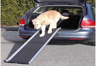 Hondenloopplank voor auto inklapbaar zwart-grijs 38x155 cm met antislip hondenloopplank voor auto