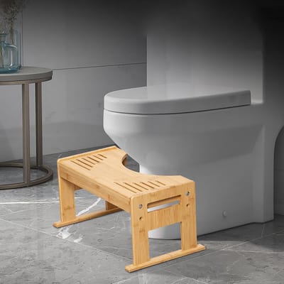 Bamboe Toiletkruk - Badkamerkrukje - Comfortabele Stoelgang - In Hoogte Verstelbaar - 46 x 23 x 23 cm - Natuurlijk Bamboe