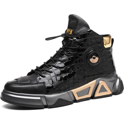 Mode High Top Leer Casual Sneaker Heren Zwart Platform Sneakers Luxe Designer Superstar Schoenen Heren Hip Hop Streetwear Schoenen 39 black