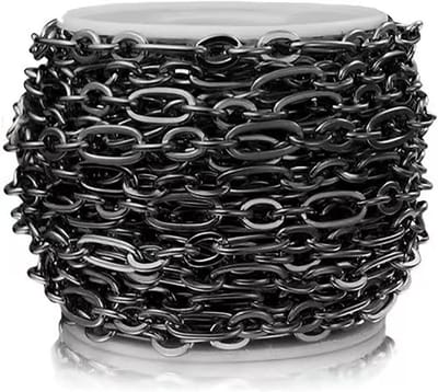 Rol Platte Curb Schakelketting Rvs 5 Meter Zwart Gecoat voor Sieraden Maken Ideeen