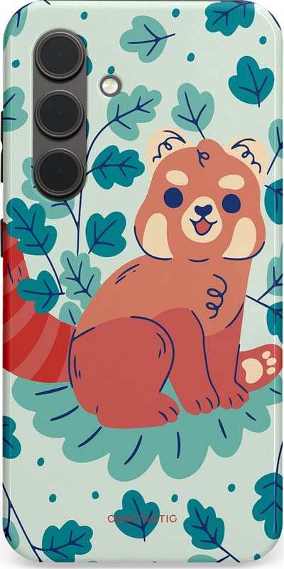 Casetastic Hoesje Geschikt voor Samsung S24 - Stijlvolle Beschermende Duo-layer Case - Rode panda tuin