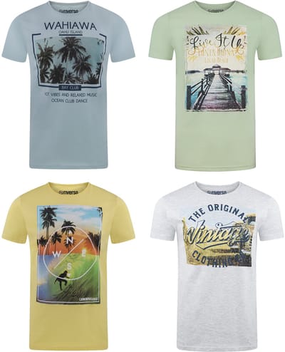 riverso Heren T-Shirt RIVLukas 4 Pack regular fit Veelkleurig S Ronde Hals Volwassenen - gemaakt van 100% katoen