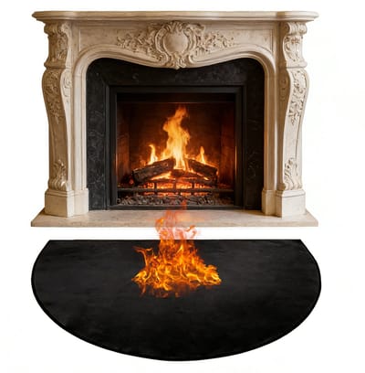 haardmatten brandwerend - haard Vuurvaste mat - Brandwerende mat - vuurkorfmat brandwerende vloerbedekking beschermer - hittebestendige mat - zwart - fiberglas - 106 x 61 cm
