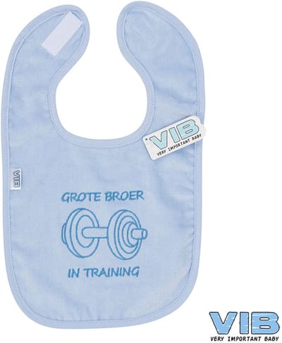 VIB® - Slabbetje Luxe velours - Grote broer in training (Blauw) - Babykleertjes - Slabbetjes - zwangerschap aankondiging - baby aankondiging