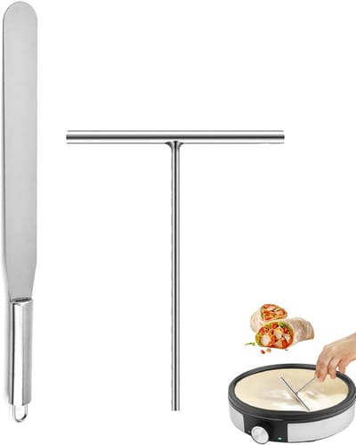 Pannenkoekenverdeler Set 2 Stuks - Roestvrij Staal Pannenkoekenspatel - Deegverdeler voor Pannenkoeken, Crêpes en Omeletten