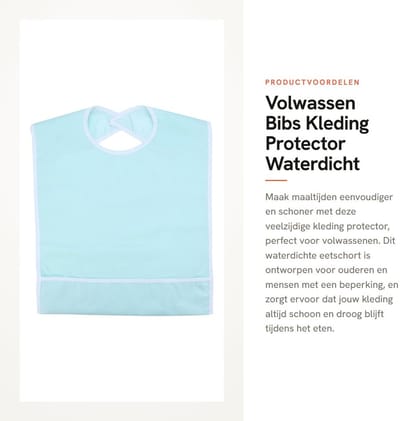 Dailygoods- Kleding Protector Waterdicht - Slabbetje voor Volwassenen - Eetkleding - Antibacterieel - Lichtgewicht - 19,69 x 31,50 Inch