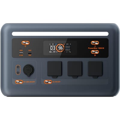 OSCAL PowerMax 1800SE 1800W Draagbaar Energie Station, 1024Wh LiFePO4 Batterij Zonne-Generator, 10 Uitgangspoorten, 1,5 Uur Snelladen zwart