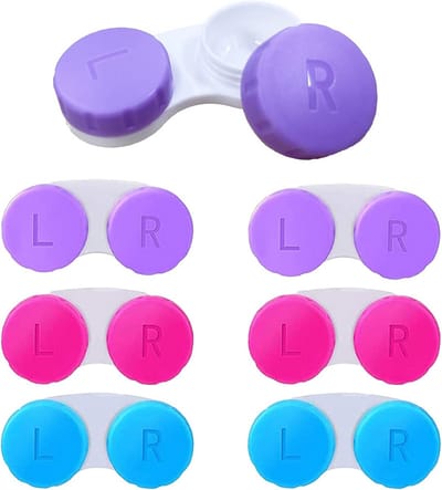 Dailygoods- Contactlenzenhouder Set van 6 Stuks - Lekvrij - Hoogwaardig Kunststof - Milieuvriendelijk - Voor Thuis en Op Reis - Schroefdeksel - Lenzenhouder