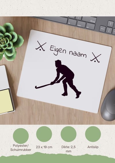 Akyol - hockey met eigen naam - Muismat - Hockey - jongens en meisjes - cadeau - verjaardag - geschenk - gepersonaliseerd - 23 bij 19 cm