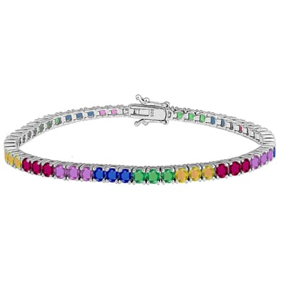 Juwelier Zwartevalk - Zilveren (gerhodineerd) tennisarmband 23.315-multi/18 cm-