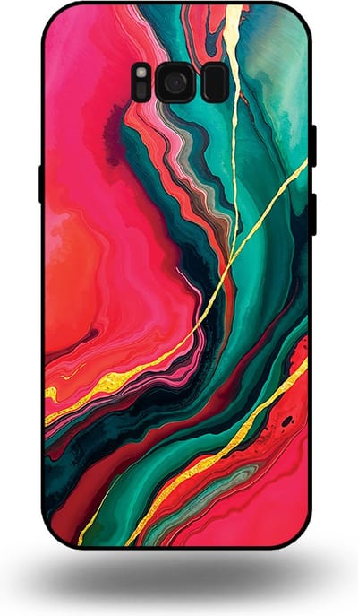 Smartphonica Telefoonhoesje Geschikt voor Samsung Galaxy S8 Plus met Rood Groen Marmer Opdruk - TPU Backcover Case Red Green Marble Design geschikt voor Samsung Galaxy S8 Plus