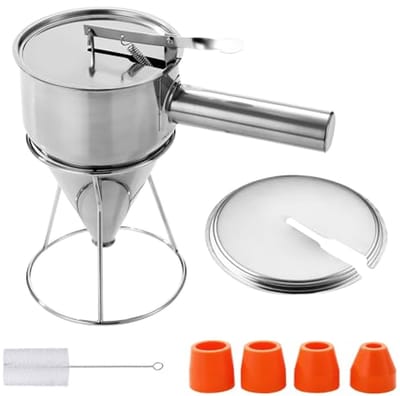 Deegdispenser 1200 ml - Roestvrijstalen Pannenkoekendeegdispenser met Standaard en Accessoires