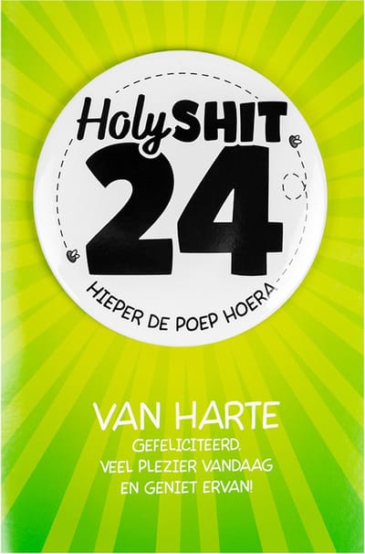 Shit wat een superleuke button | Wenskaart | 24 jaar
