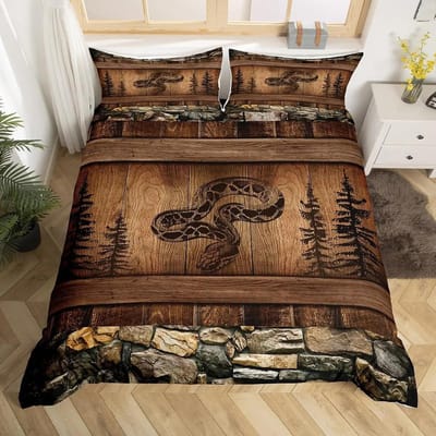 Housse de couette serpent Ensemble de literie Python Cadeau pour adolescent adulte, Housse de couette serpent animal de la forêt tropicale Faune reptiles Housse de couette EU Single(135x200cm)