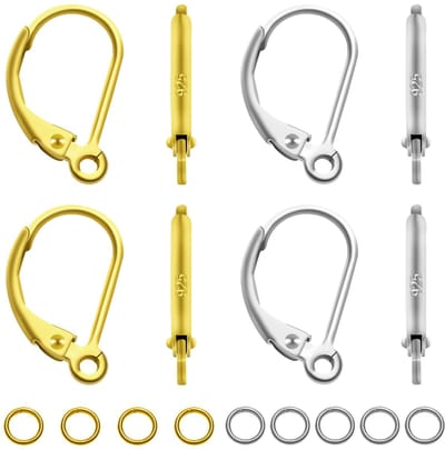 8 stuks Oorstekers 925 Sterling Zilver Frans Oorbel Haken Goud en Zilver Leverback Oorbellen en Open Springringen voor Sieraden Maken