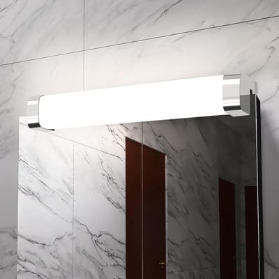 Glitzerlife- Badkamer Spiegellamp Wandlamp - 10W LED - Met stekker - IP44 waterdicht - 4000K neutraal wit - Wand- of spiegelmontage - ABS & PC - 37,8 cm - Chroom - Energieklasse F