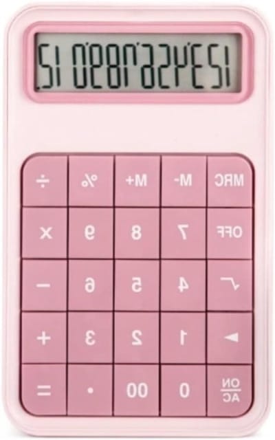 Bureaurekenmachine - Elektronische calculator - Dagelijkse berekeningen - Gekanteld display - 12 cijfers - Roze