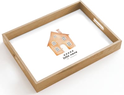 Dienblad hout 40x30 cm - Schootdienblad - Oranje - Huisje - Quote - Hotel - Borrelplank rechthoek - Plateau dienbladen