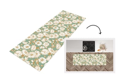 Keukenloper - Loper keuken - Bloem - Art nouveau - Design - 150x50 cm - Keukenloper vinyl
