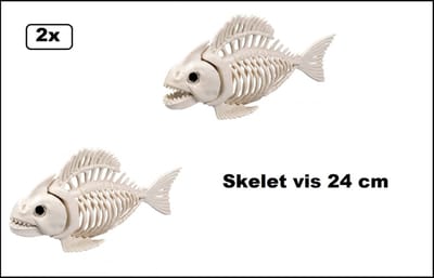 2x Skelet vis piranha 24 cm - Halloween horror skeletten griezel creepy thema feest festival horrornight