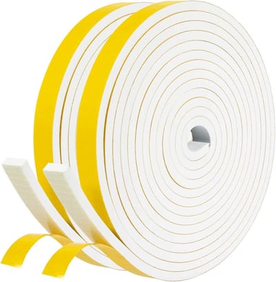Zelfklevende Deurrubbers voor Geluidsisolatie, 10 x 6 mm/10 m, Foam Tape voor Raam- en Deurseals, Wit