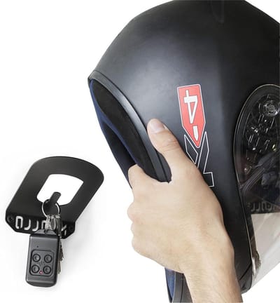 Helmhouder aan muur - Muurhanger helm - Opbergen sportuitrusting - Gemaakt van staal - 31 x 20 cm - Mini Zwart