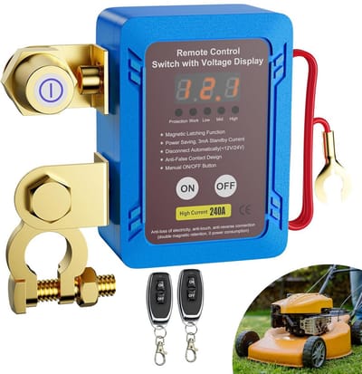 Batterijschakelaar Auto - Accuschakelaar Uitschakelaar - Voertuig Beveiligen - Led Spanningsweergave - 12 V - Zwart