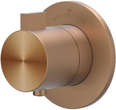IVY Tribe Afbouwdeel Inbouwthermostaat Symmetry met Rond Rozet - RVS 316 Geborsteld Mat Koper PVD