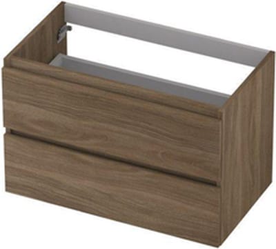 INK Wastafelonderkast - 80x45x52cm - 2 lades - greeploos - houten keerlijst - MFC Zuiver eiken