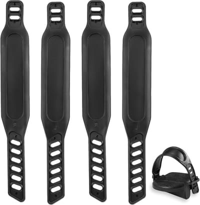 Thijox - 2 Paar Universele Pedaalriemen voor Fitnessfiets en Hometrainer - Duurzaam Kunststof, Zwart, 31x4,5 cm, Geschikt voor Thuis en Sportschool