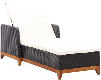 Polyrotan Ligstoel - Loungestoel Tuin - Buiten Ontspannen - Verstelbare Rugleuning - 70 x 90 cm - Zwart