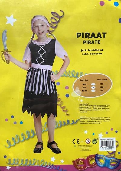 Goodmark - Piraten jurk - Maat 128 - Verkleden - Kinderen - Carnaval