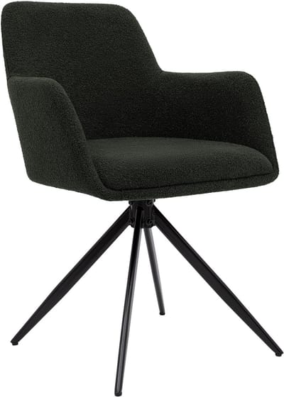 CLP Olema Eetkamerstoel - draaibaar - met armleuning - metalen frame - Teddy Stof/groen