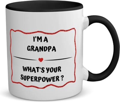 Akyol - i'm a grandpa what's your superpower? koffiemok - theemok - zwart - Opa - opa met superkracht - verjaardag - cadeautje voor opa - opa artikelen - kado - geschenk - 350 ML inhoud