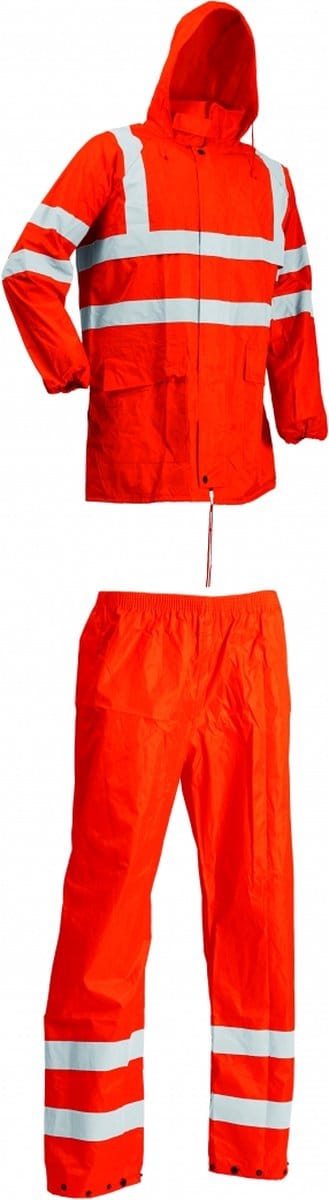Fluor oranje HI-Vis regenpak van Lyngsøe Rainwear S