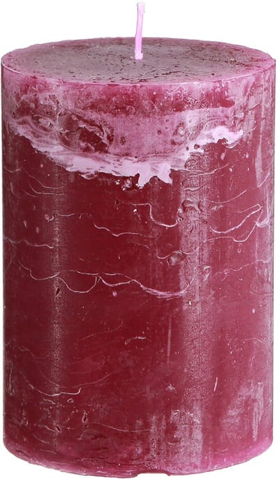 Geverfde pilaarkaarsen, Berry-stijl, 85x120mm, set van 2, rood, decora