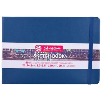 Carnet Croquis - 21 x 14,8cm - 80 feuilles - 140g - bleu marine - Royal Talens